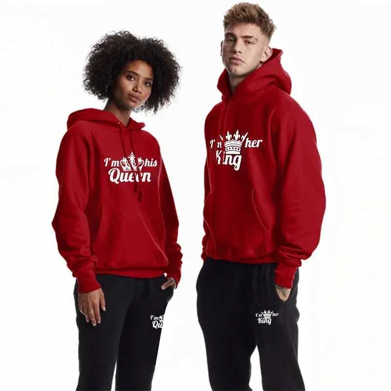 Lover Tracksuit Hoodies Printing QUEEN KING Couple Sweatshirt Hooded Clothes Hoodies Women 2 Piece Set Men Women Sportwear W251202