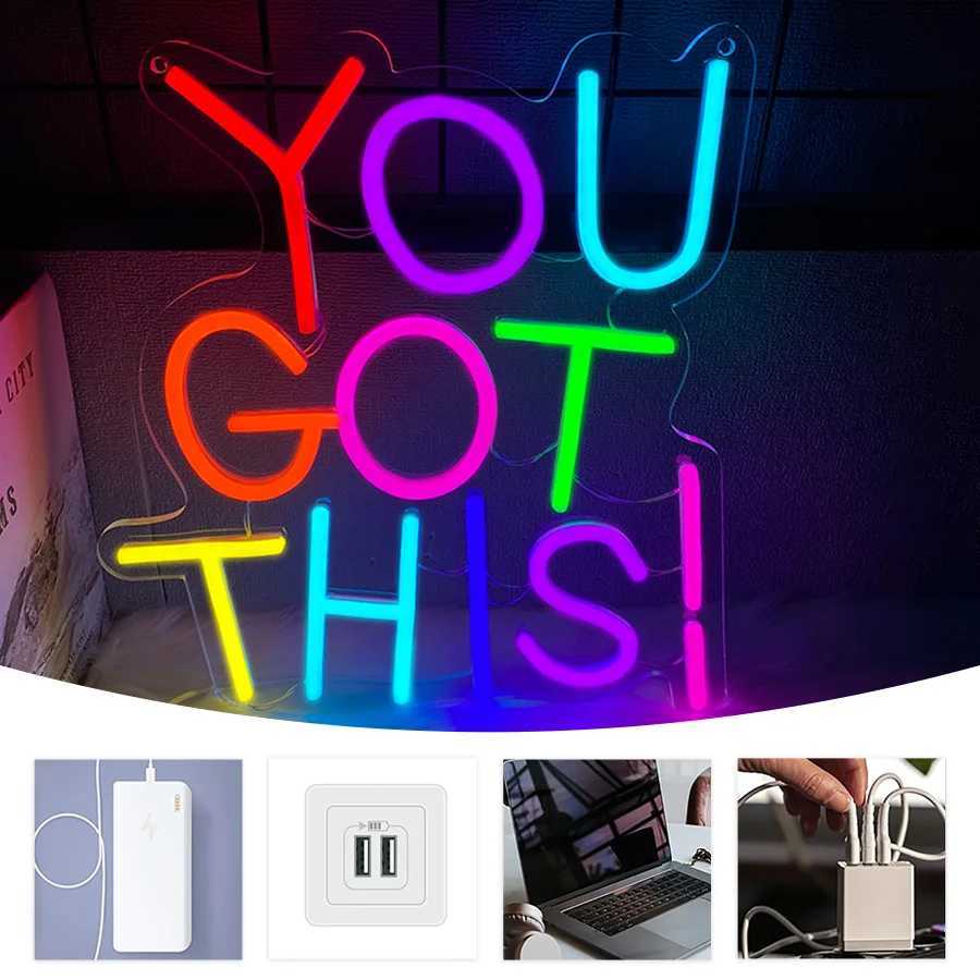 You Got This Led Neon Sign Color Letter Light Icon Used For Bedroom Library Office Bar Classroom Art Decor Easy To Hang H251201