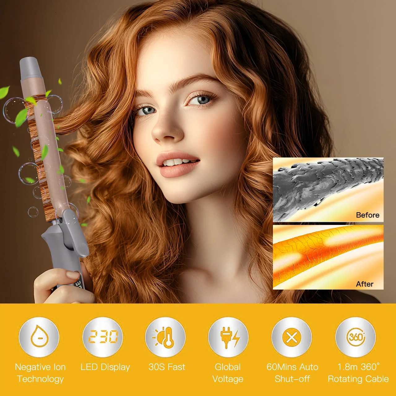 Hatteker 25mm Hair Curler Large Volume Negative Ion Electricperm for Bangs Durable Styling Tool Non-Damaging to Hair US C251202