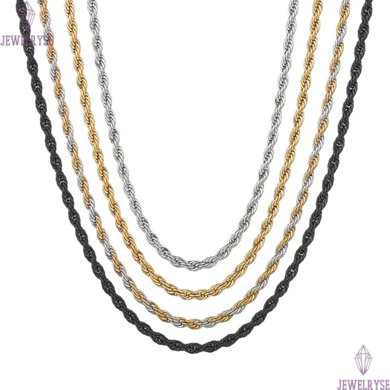 Hiphop Cool designer necklace For Women mens necklace Chains Twisted Rope Stainless Steel Gold Silver Black South American Necklaces Chain Choker Punk