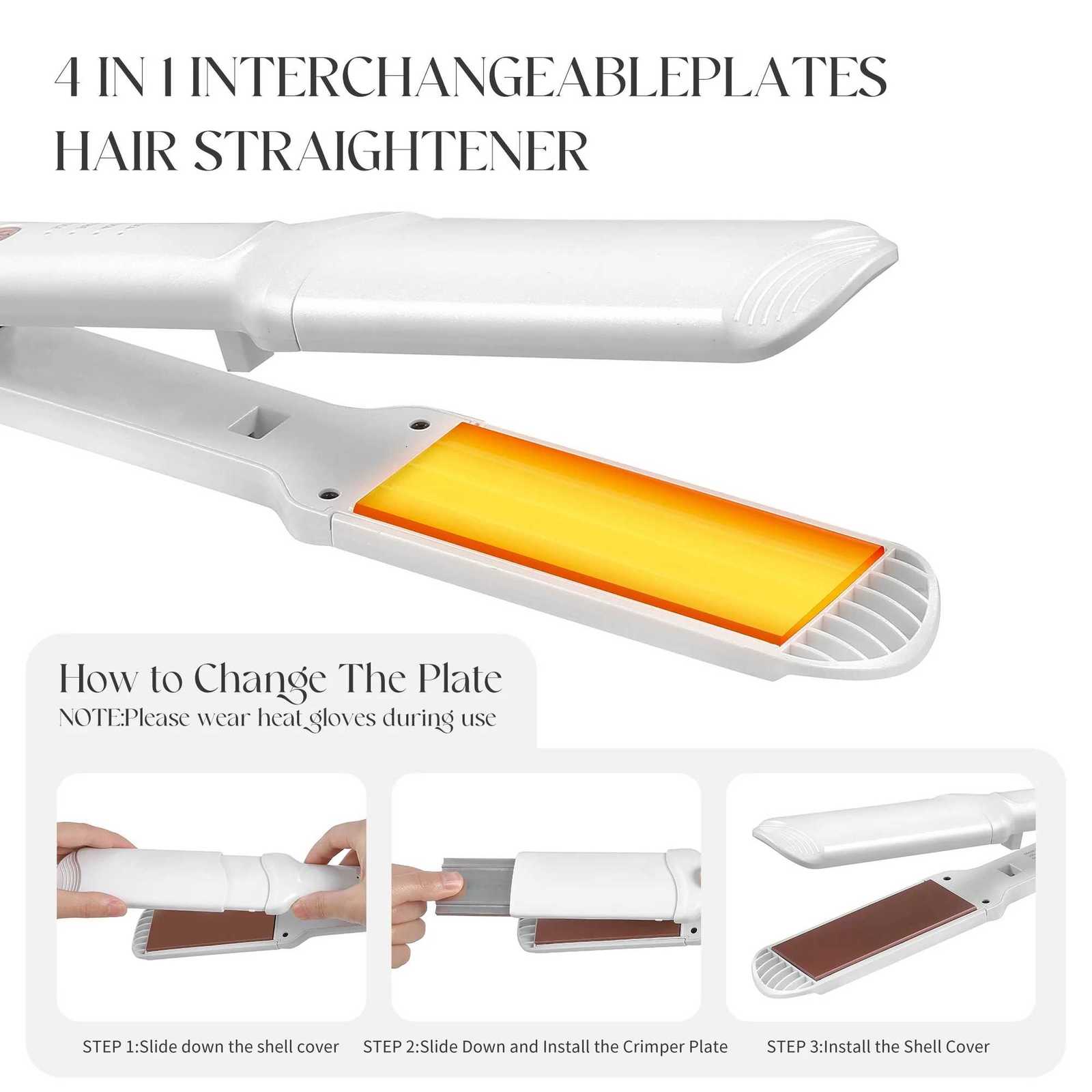 4 in 1 Crimping Iron Ceramic Heat Conduction Fluffy Board Straightener Splint Curling Iron Mti-Functional Modeling C251202