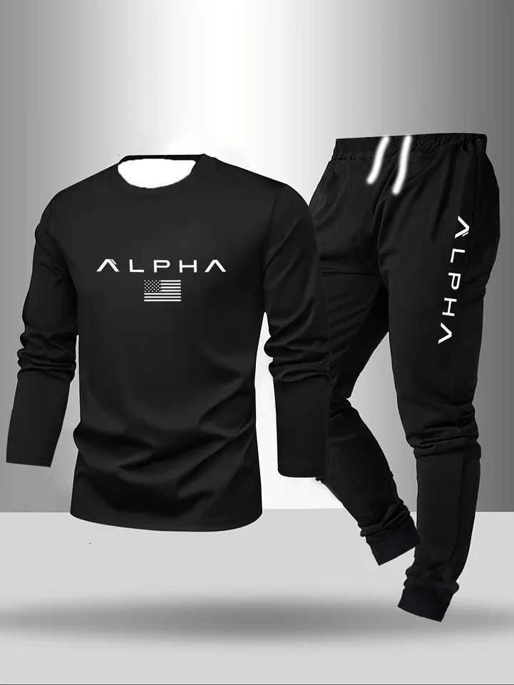 Winter 2-piece Mens Sleepwear Long Sleeved Pants Fashionable And Trendy Letter Printed Pattern Base Shirt Home Suit Set W251202