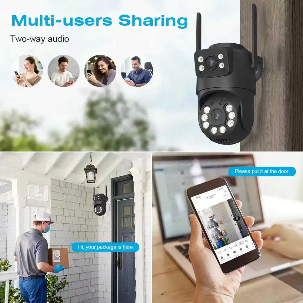 4K HD Dual Lens WIFI Camera 2K Dual Sn PTZ Camera Outdoor Auto Tracking Security Camera IP66 Waterproof Surveillance ICSEE C251202