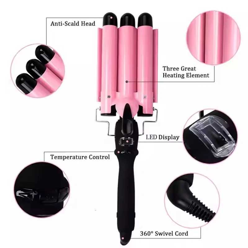 Hot Selling Three Tube Curling Stick Roll Fluffy Thin Curling Stick Waver Hair Curler 3 Barrel Hair Curler C251202
