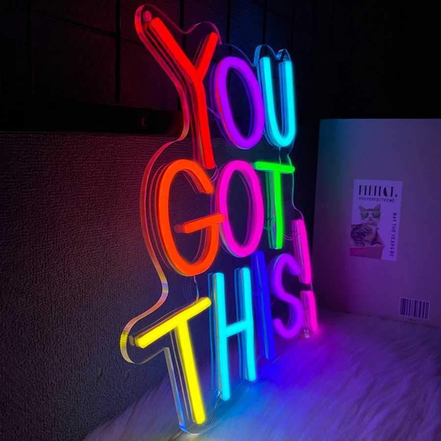 You Got This Led Neon Sign Color Letter Light Icon Used For Bedroom Library Office Bar Classroom Art Decor Easy To Hang H251201
