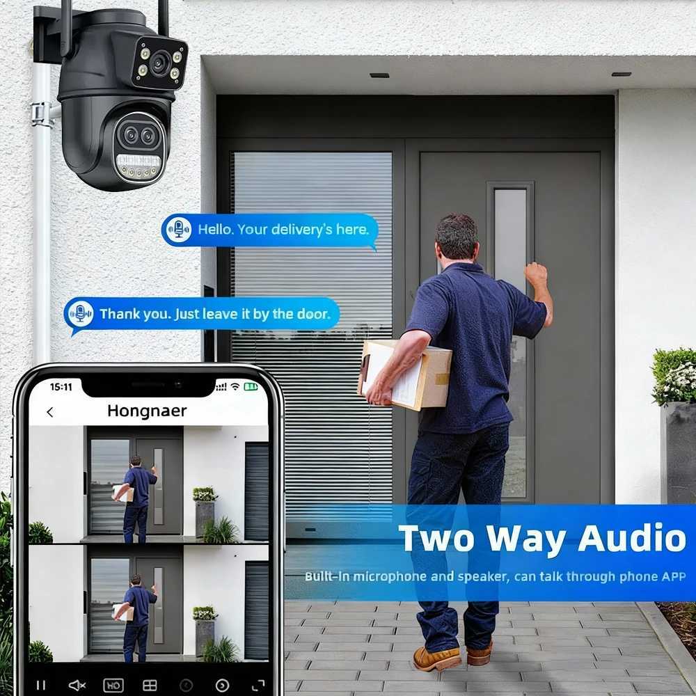 8X Zo 12MP 6K ICsee PTZ Camera Three-Lens Dual Sn CCTV Camera Smart He Outdoor Auto Tracking Wifi Surveillance IP Camera C251202