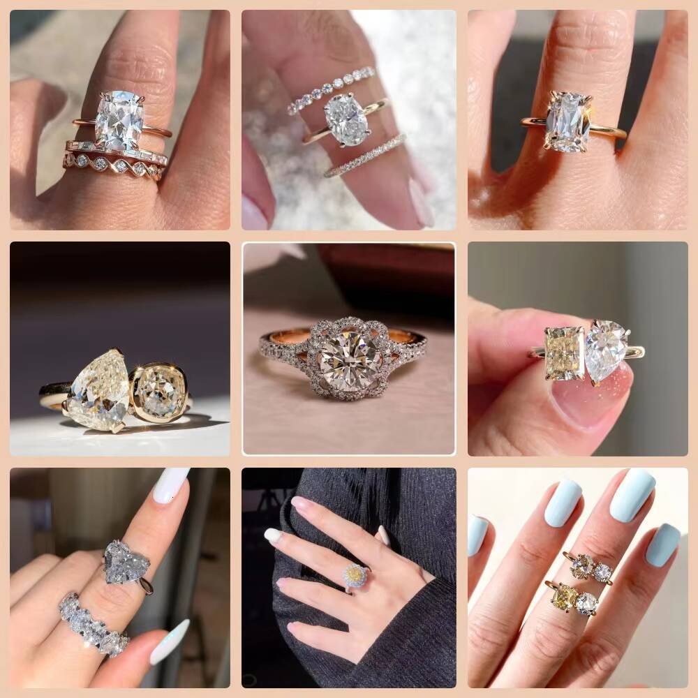 Custom 3CT Oval Lab Grown Cultivated Wedding S925 10K 14K 18K Gold Fine Jewelry Engagement Moissanite Diamond Ring