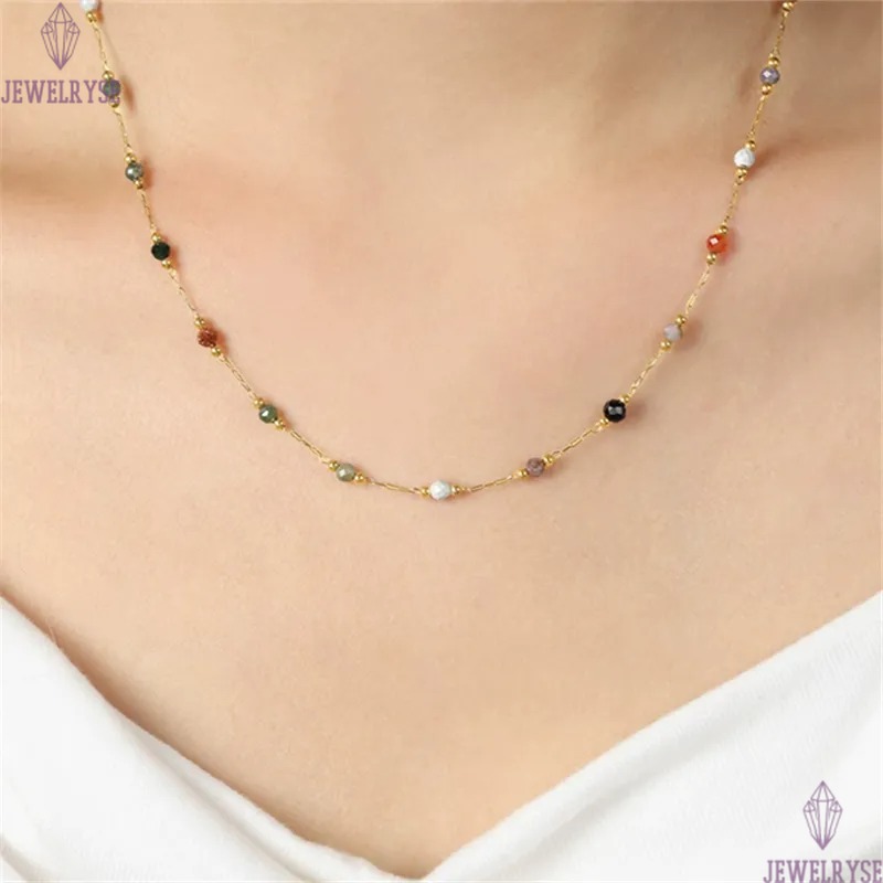 natural stone stainless steel 18k gold chain necklace designer for woman party home luxury necklaces school choker women jewelry travel birthday frien