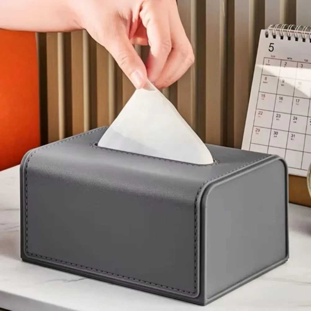 Household Tissue Box Leather Napkin Holder Rectangle Wet Paper Case Living Ro Off Decorative Car Organizer Desk Storage Box H251201
