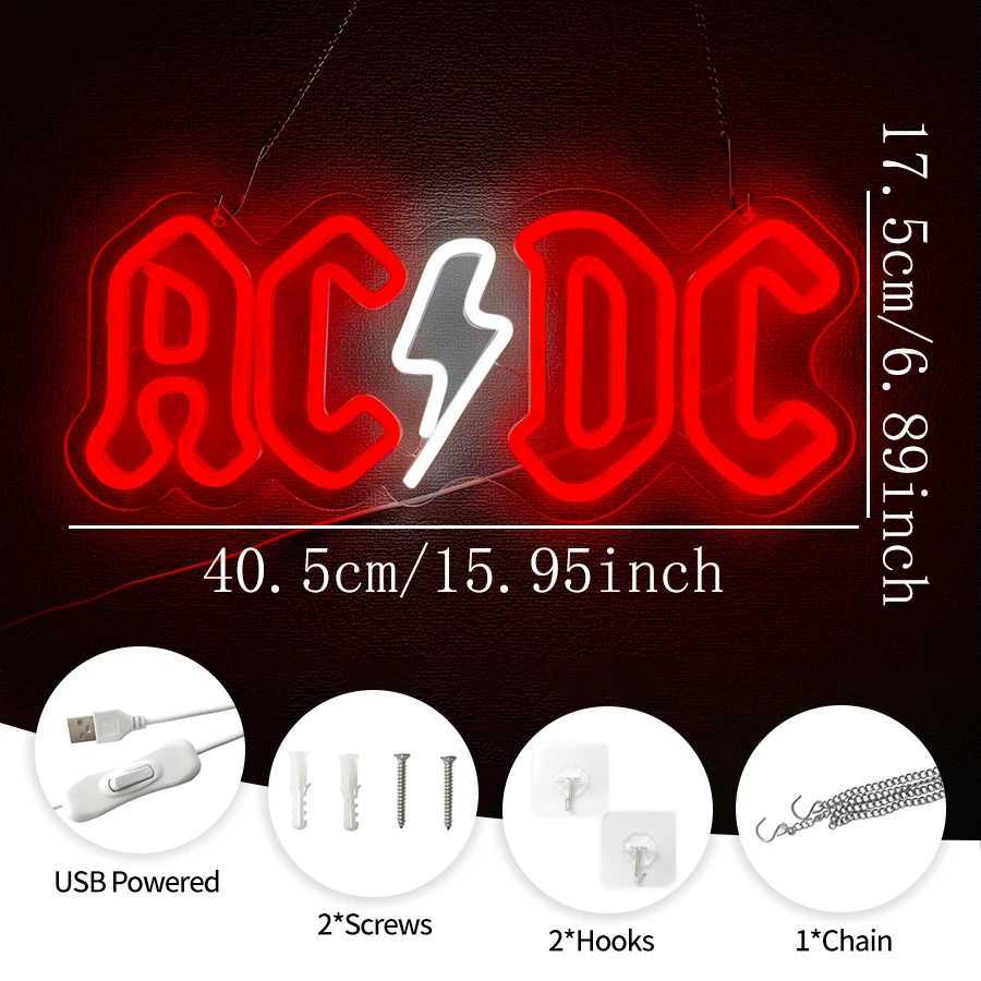 Ac/Dc Band Led Neon Sign Usb Powered Perfect For Music Festival Decoder Room Bar Club Wall Art-Ideal Gift For Music Fans H251201