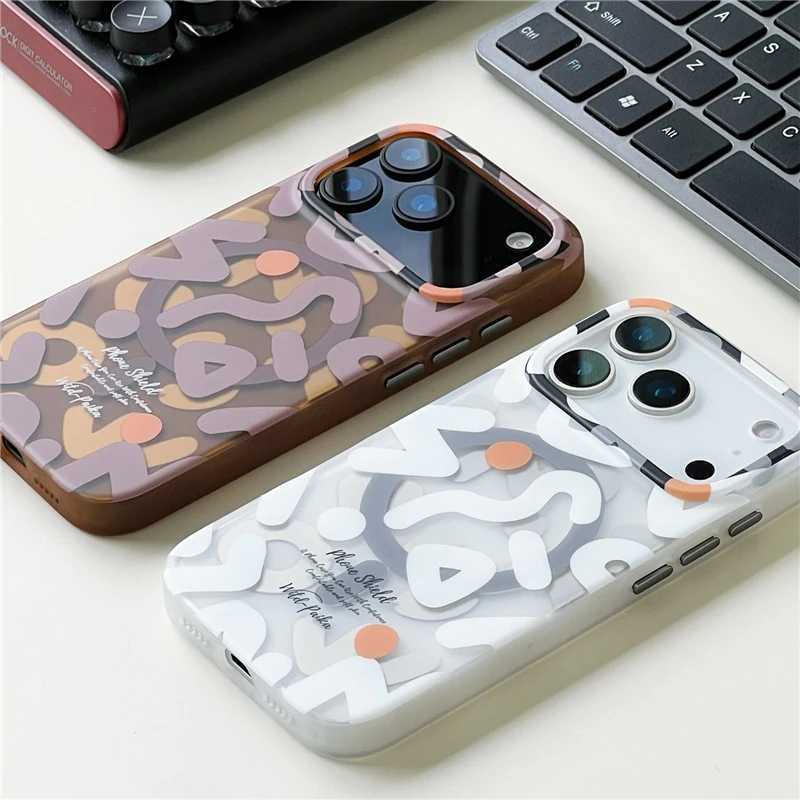 Trendy Graffiti Pattern for Wireless Charge Case For iPhone 17Air 17Pro 16 15 17Pro Max Matte Shockproof Magnetic Cover J251202