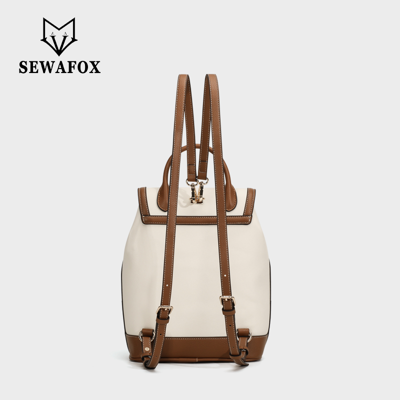 Sewafox Travel backpack, ladies' commuting leather new fashionable backpack, casual simple and lightweight small backpack