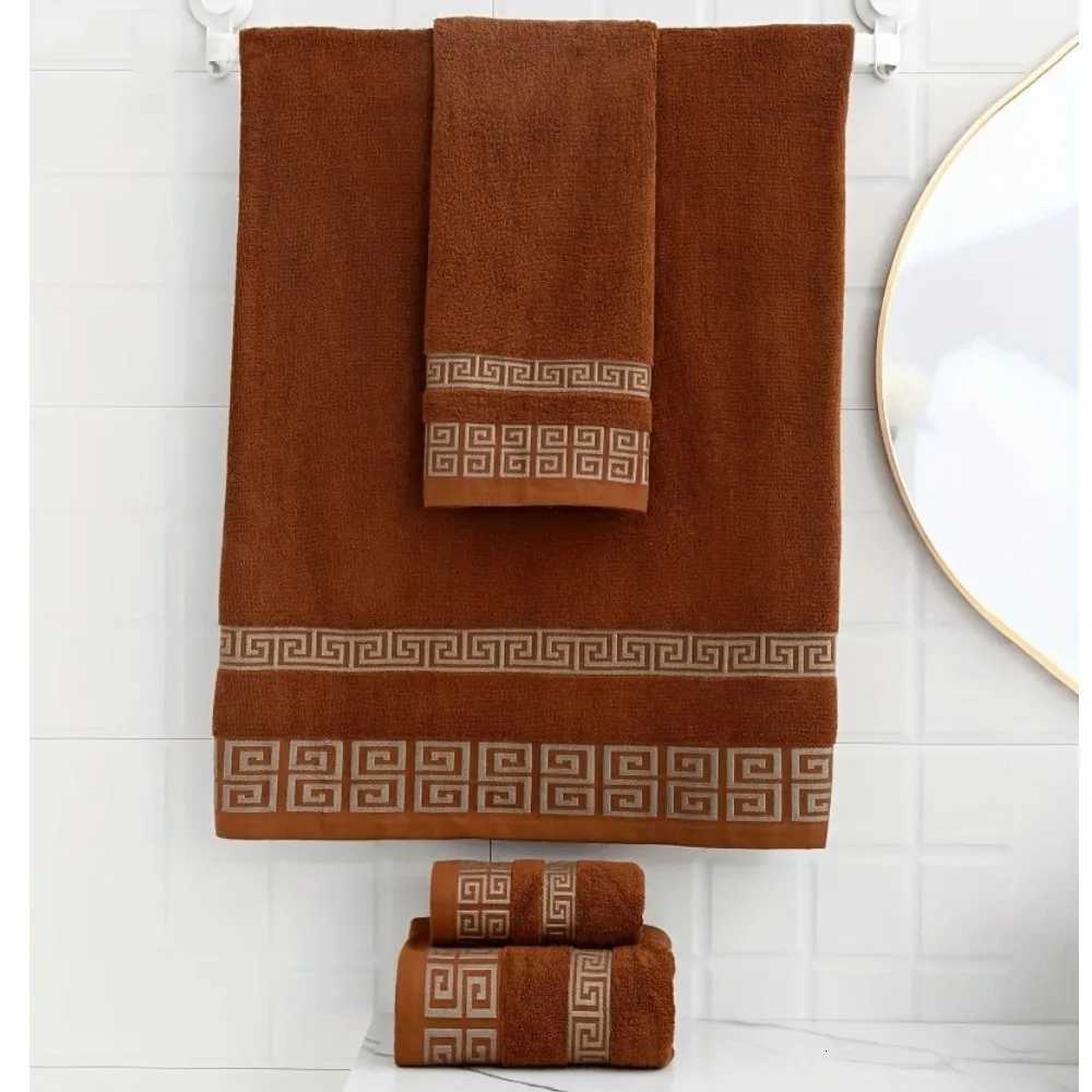 70x140cm Cotton Bathroom Big Towel Cover Oversized Embroidered Luxury Shower Towel Cover Brown Blue White Gift Towels Y251202