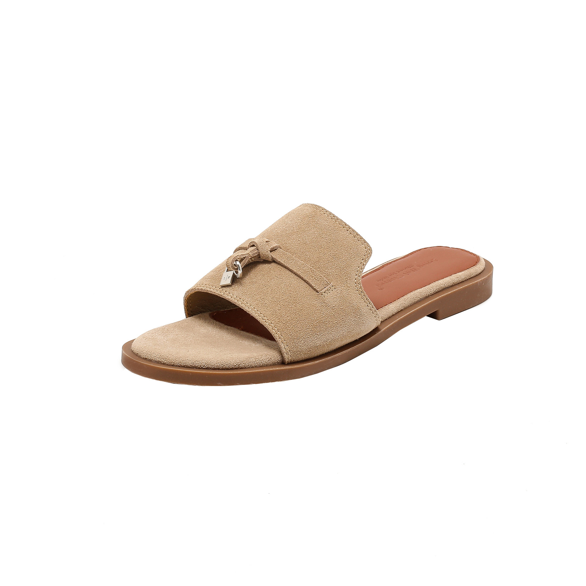 designer shoes Casual Comfortable Matte Tassel Open-Toe Slip-On Outdoor Lazy Round-Toe Flat Genuine Leather Large Size Sandals