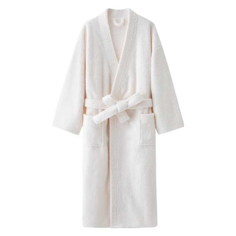 Couple Flannel Long Robe Autumn Winter New Home Clothes Sleepwear Bathrobe Kimono Thicken Warm Coral Fleece Loungewear C251202