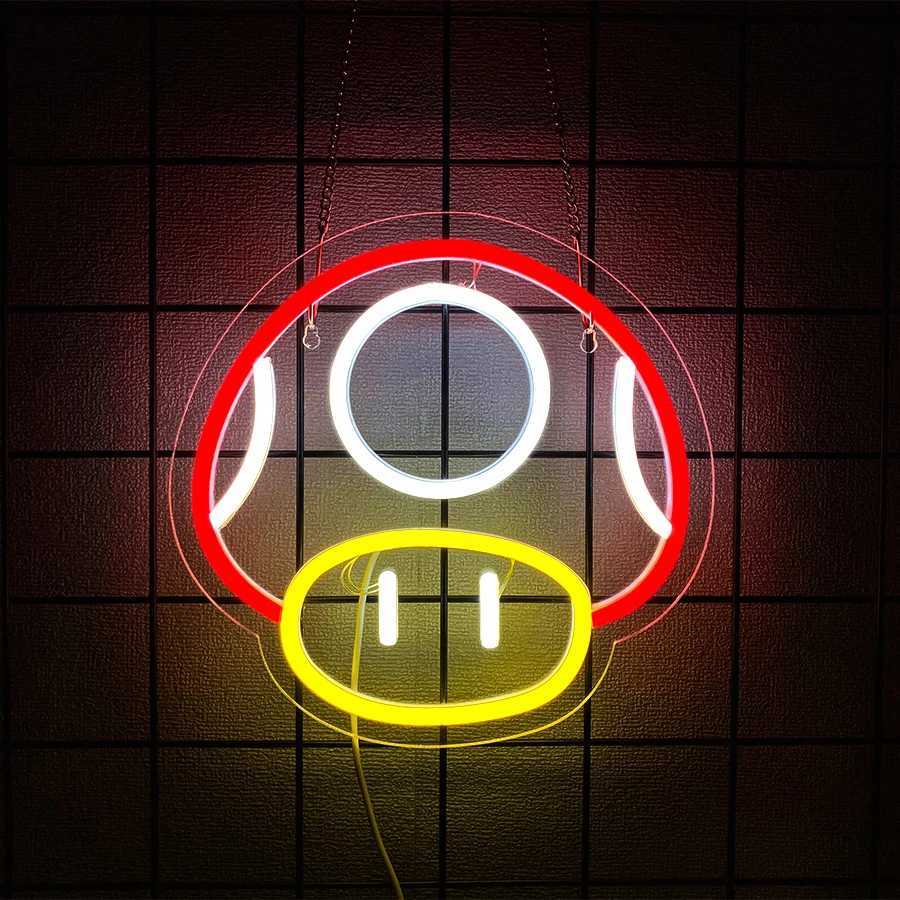 Game Led Neon Sign Mushroom Art Icon Game Player Wall Decor Room Club Bar Party Sign Wall Lamp The Best Gift For Friends H251201