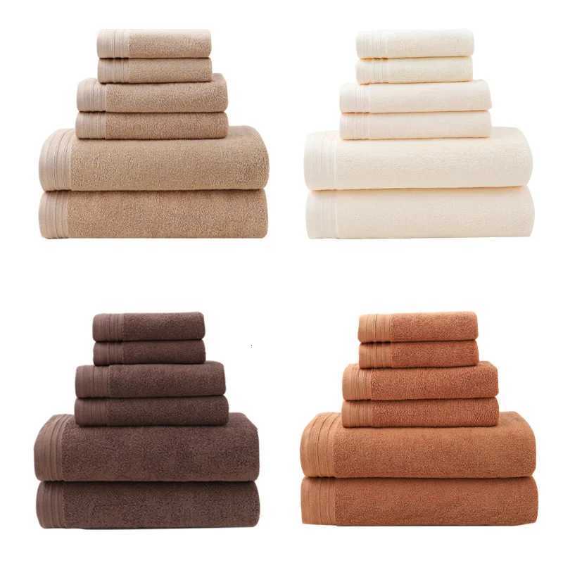 6pcs 100 Cotton Towel Set Adult High Quty Face Towel Bathroom Soft Absorbent Solid Color Hotel Spa Bath Towel 70x140cm Y251202