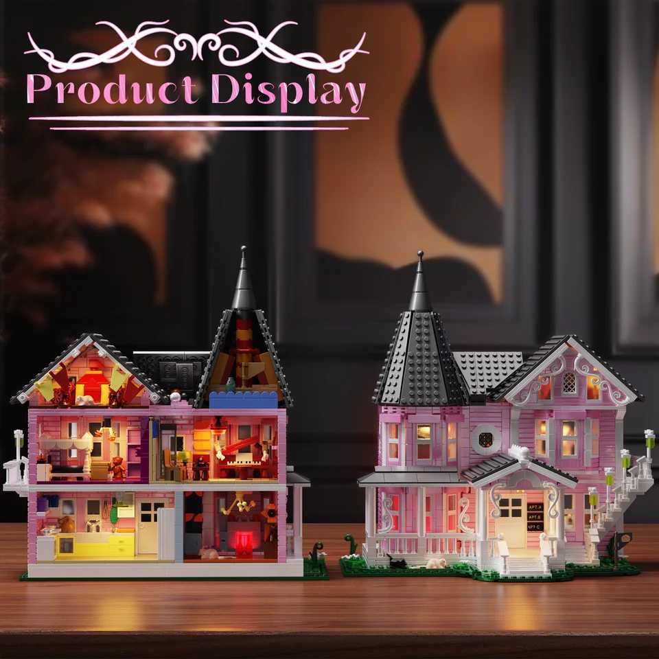 Palace House Building Blocks Set with LightsHorror Haunted House Bricks Toys Christmas Halloween Gifts for Kids1349PCS C251203