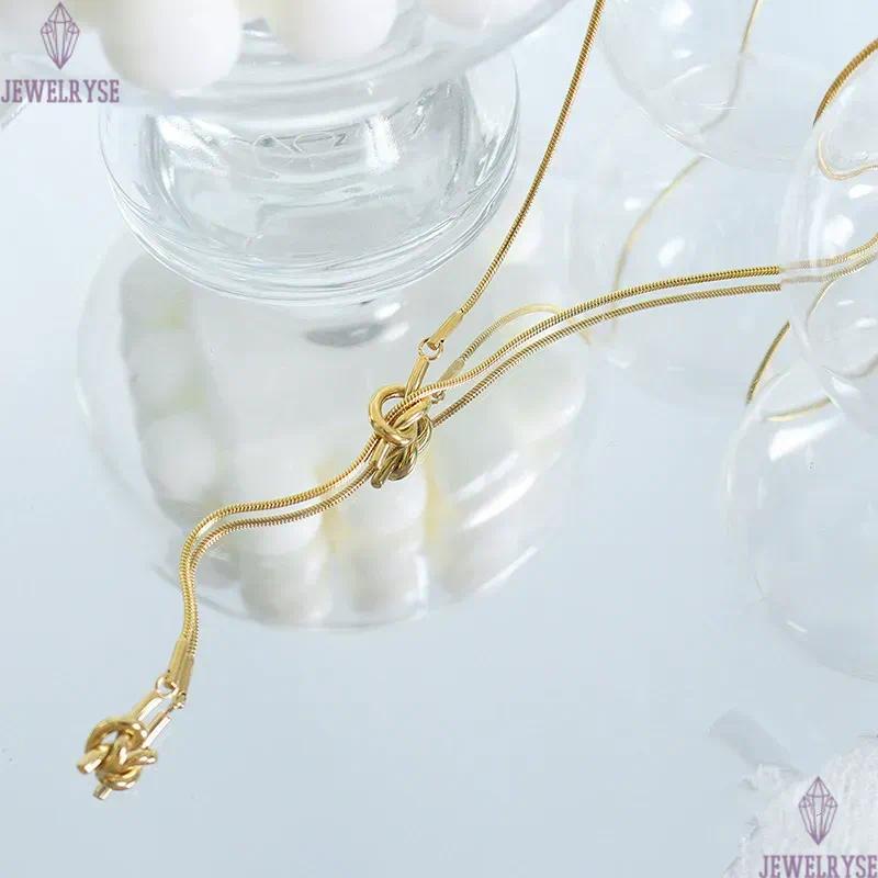 punk gold long knot chain necklace designer for woman stainless steel silver chains necklaces 65cm daily outfit fashion women jewelry birthday friend 