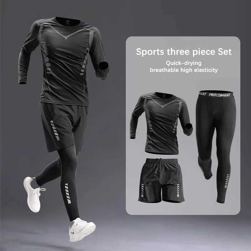 Mens All-Season Sportswear Set 3-5 Pcs Fitness Running Cycling Gym Elastic Tracksuit Clothing Jogging Boxing Hiking Sportswear W251202