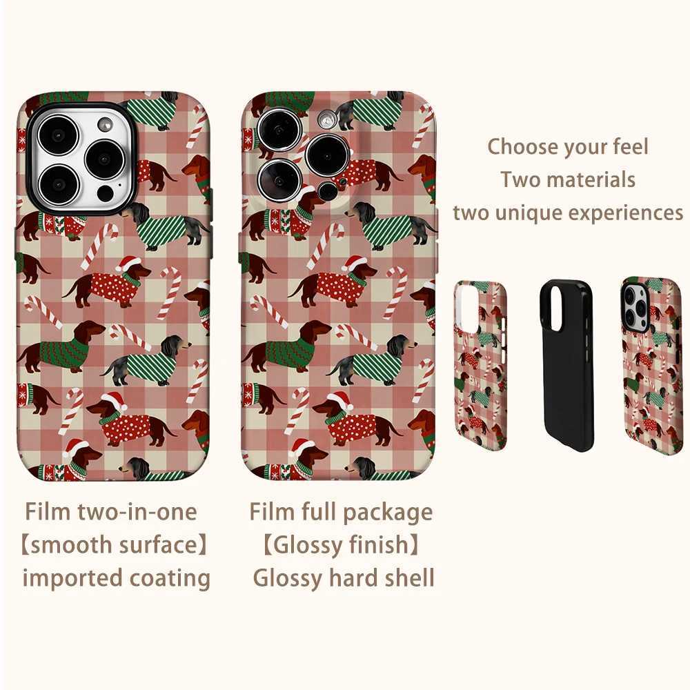 Christmas Dachshund Dog Phone Case for IPhone 16 15 14 13 12 11 X XS XR XSMAX 7 8 Pro Max Plus Double-layer Back Cover J251202