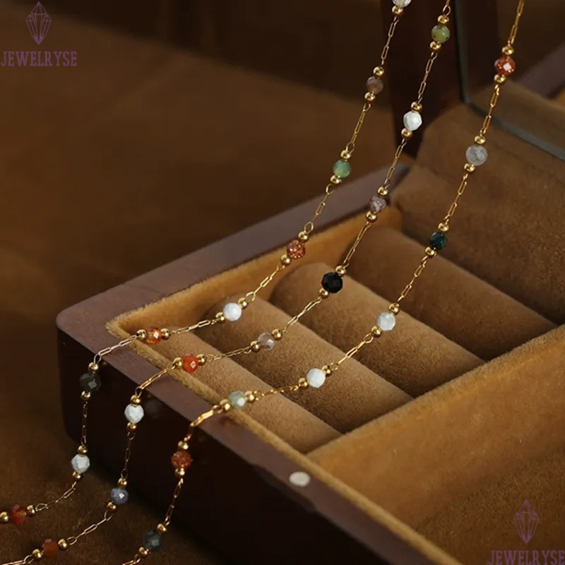 natural stone stainless steel 18k gold chain necklace designer for woman party home luxury necklaces school choker women jewelry travel birthday frien