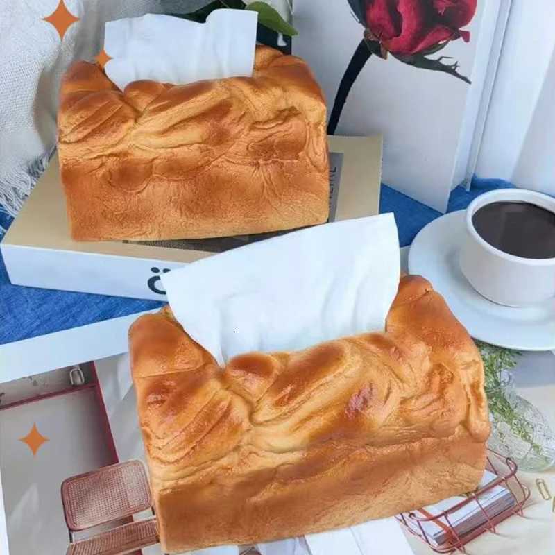 Funny Bread Tissue Box Artificial Elastic Butter Toast Shape Paper Storage Box Creative Spoof He Off Drawer Napkin Box H251201