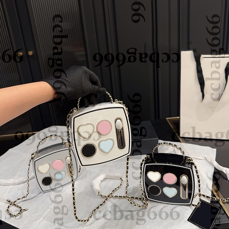 25B Women Luxury Designer Power Box Vanity Cosmetic Bags With Top Handle Clutch Totes Evening Party CC Diamond Matelasse Chain Crossbody Makeup Box Coin Cute Pouch