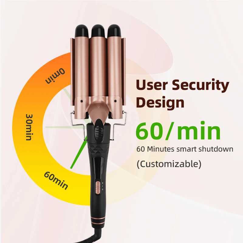 Hair Curler Ceramic Curling Iron 5 in 1 Styler Mtifunction Big Wave 3 Barrel Curling Iron Set Led Interchangeable Hair Curler C251202