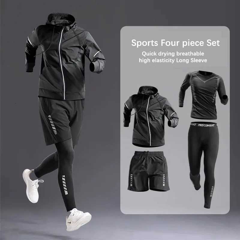 Mens All-Season Sportswear Set 3-5 Pcs Fitness Running Cycling Gym Elastic Tracksuit Clothing Jogging Boxing Hiking Sportswear W251202