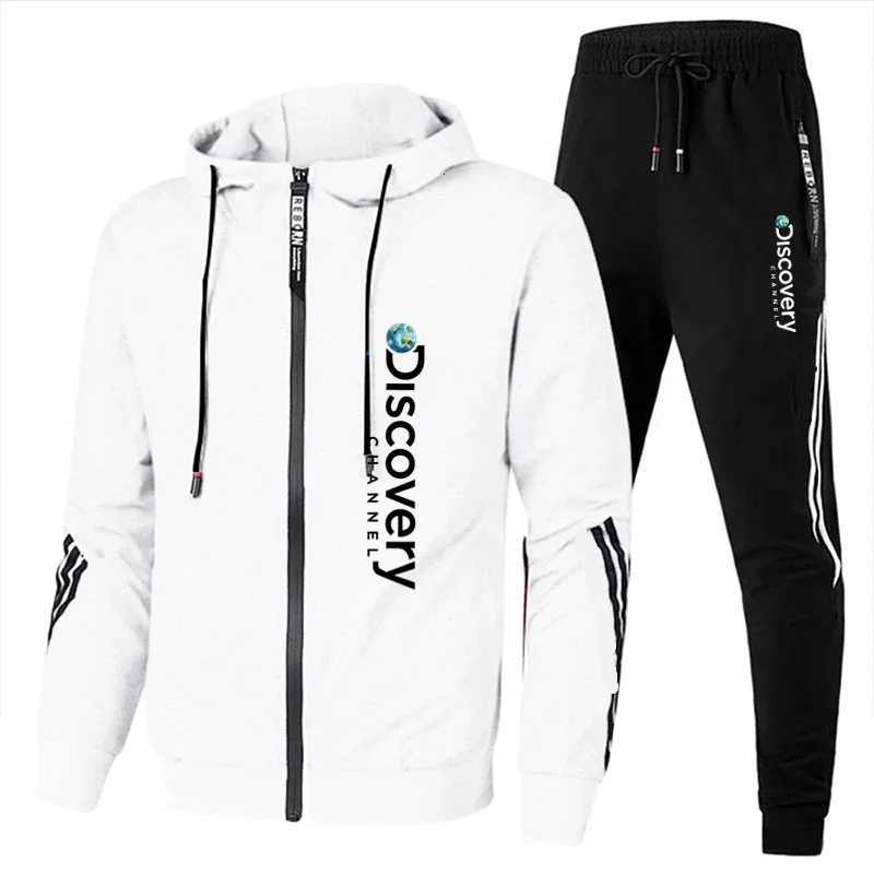 Spring and autumn new mens brand clothing gym sportswear 2 sets zipper jacket leisure sports jogging pants 2 sets W251202