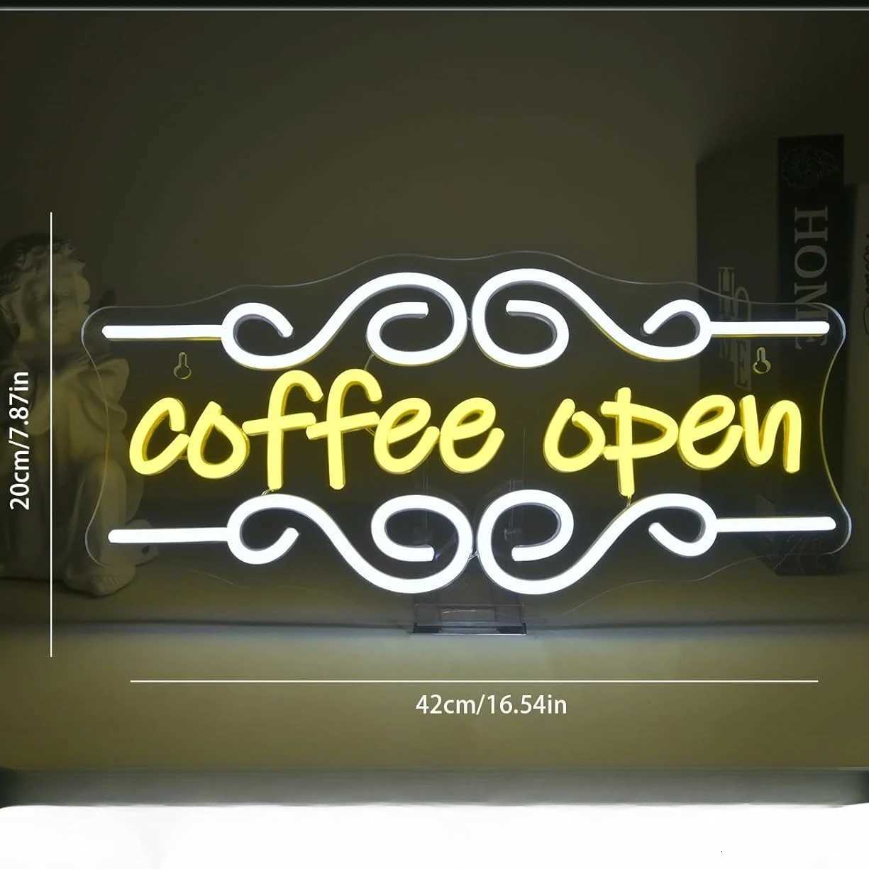 Coffee Open Neon Light Sign Cafe Neon Sign LED Dimmable for Cafe Coffee Shop Restaurant Drink Bar Coffees Station Decor Gifts H251201