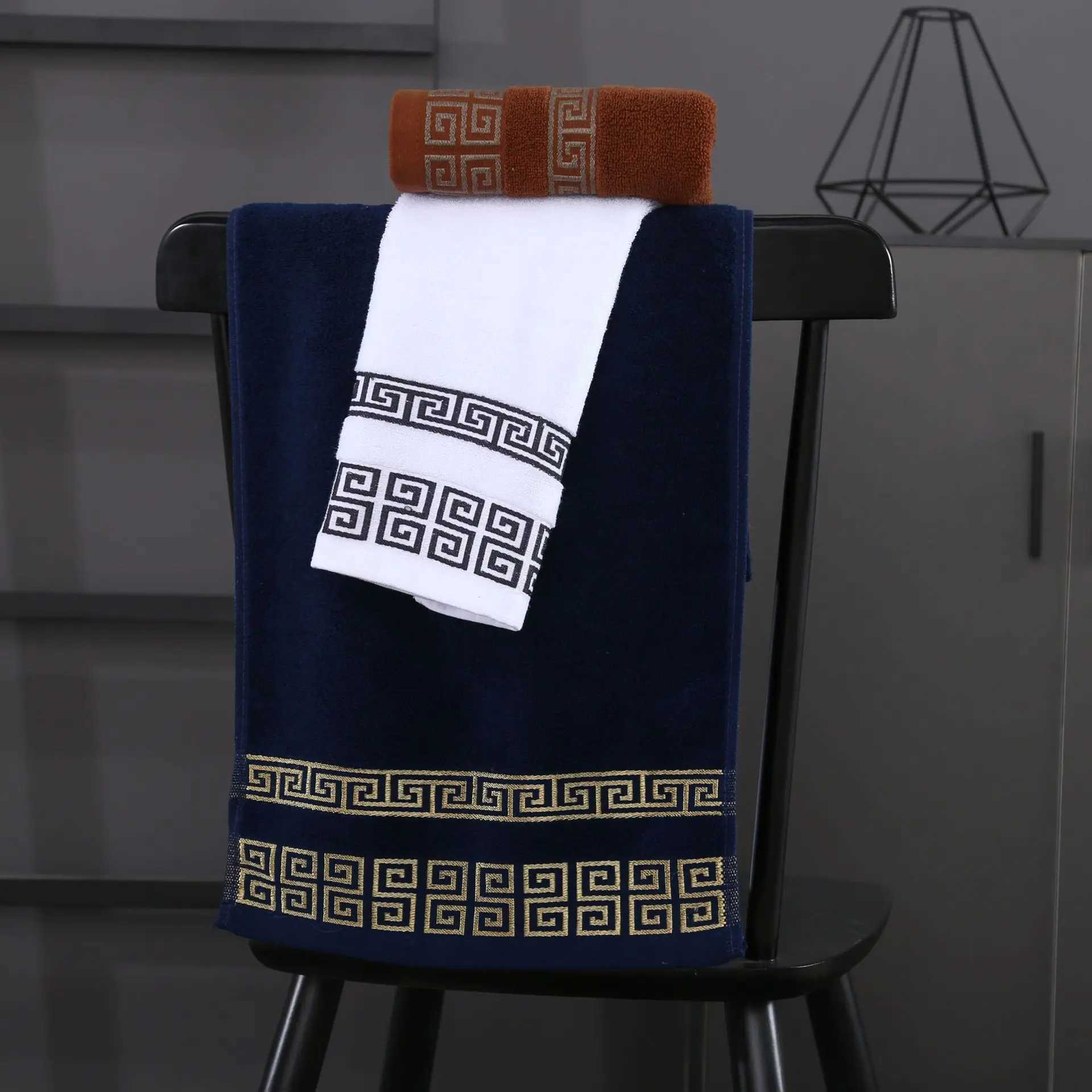 2pcs Bathroom Towel Sets 100 Cotton Embroidered Bathroom Towel Christmas Gift Sport Towel Sets Home Hotel Use White Black L251202