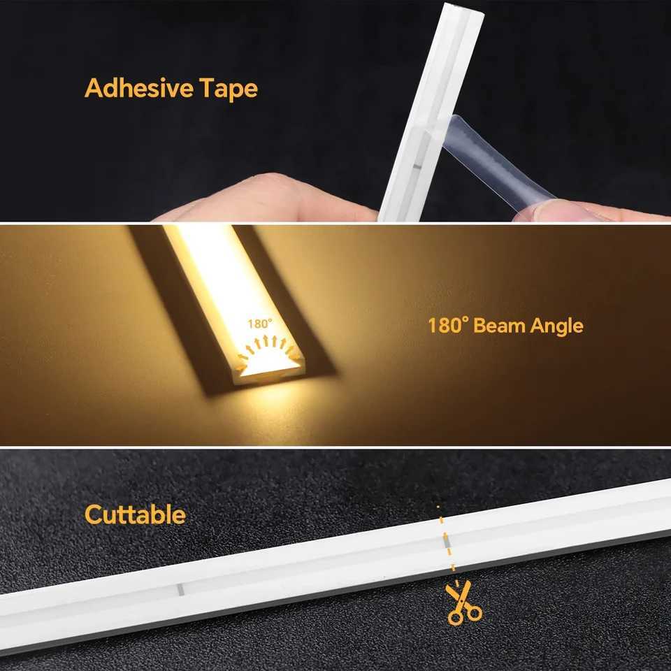 24V COB Neon Strip Light 280LEDs/M Solid Silicone Gel Tube With Dimmable Touch Hand Sweep Motion Sensor Switch Waterproof Tape H251201