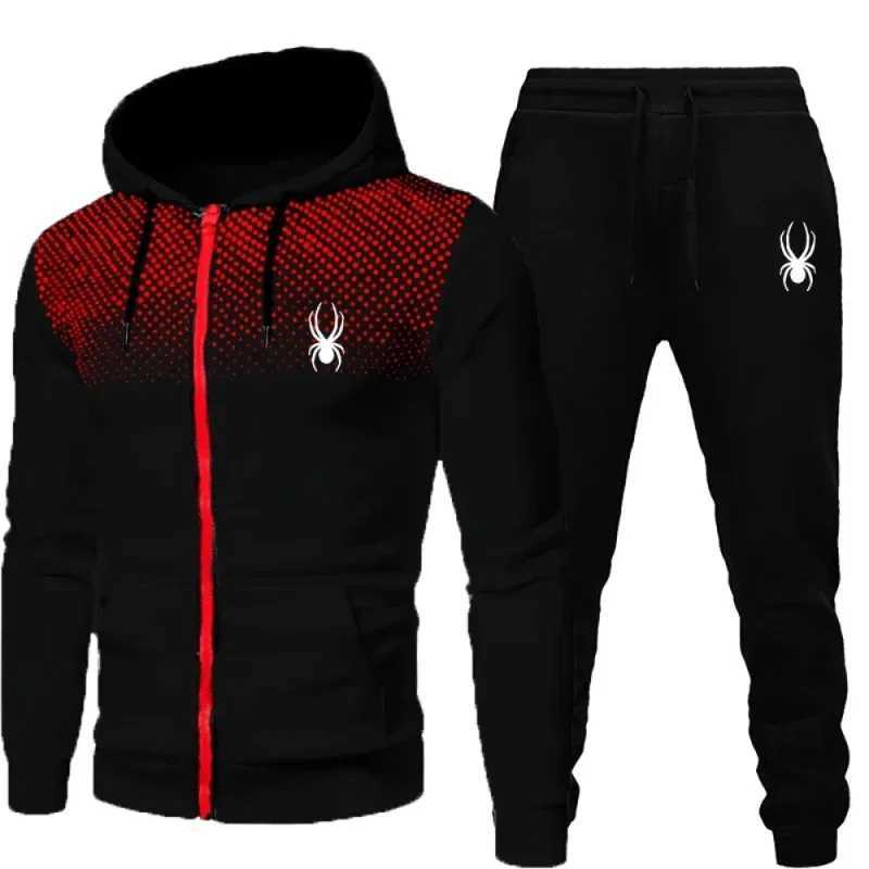 2025 popular two-piece mens sportswear jogging suit sportswear hooded sweatshirt zipper sweatshirt autumn and winter clothing W251202