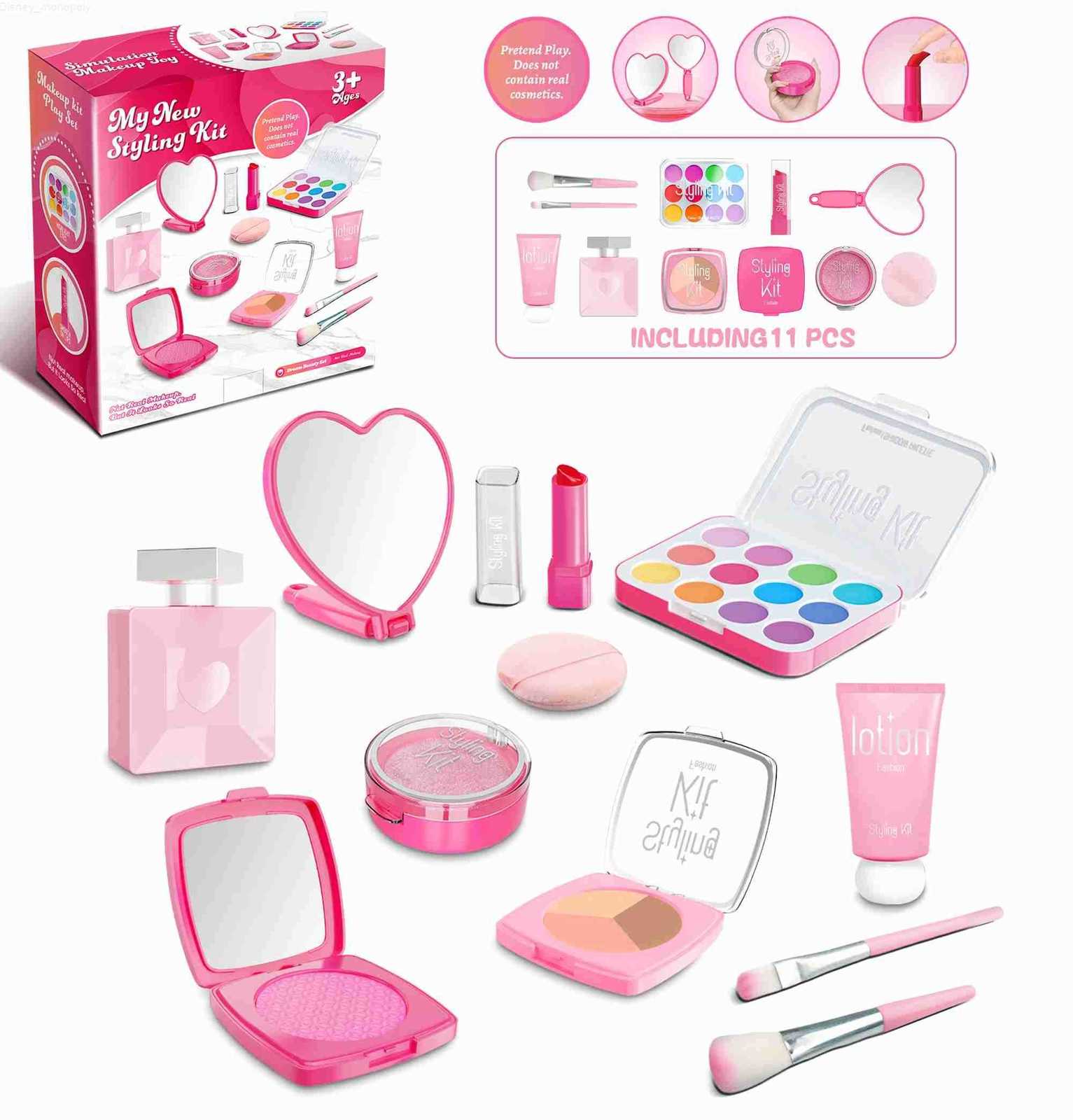 Disney Play Makeup Toys Simulated Cosmetics Fake Makeup Set Lipstick Powder Blusher Not Real Makeup for Girl Gifts H251202