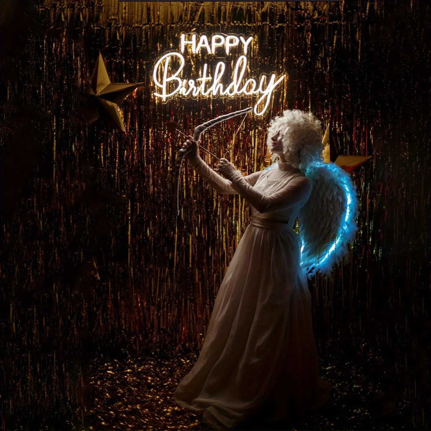 Happy Birthday Neon LED Lights USB Powered Acrylic Lights for Wall Decoration Teens Kids Party Surprise Celebration Bedroom H251201