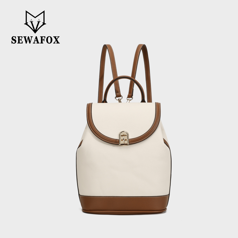 Sewafox Travel backpack, ladies' commuting leather new fashionable backpack, casual simple and lightweight small backpack