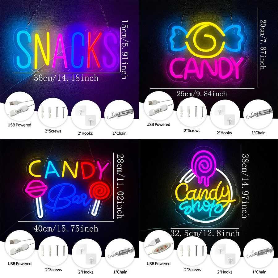 Candy Series Neon Sign Store Business Wall Lamp Usb Powered Used For Party Shopping Cart Display Snack Shop Art Decor H251201