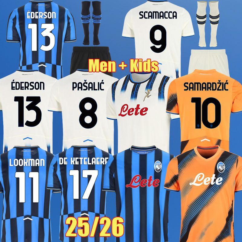 25 26 Atalanta FC Soccer Jerseys LOOKMAN MURIEL ILICIC DE ROON DUVAN ATA BC maglia da calcio 2025 2026 men Fans LOOKMAN 2025 KIDS football shirt kits