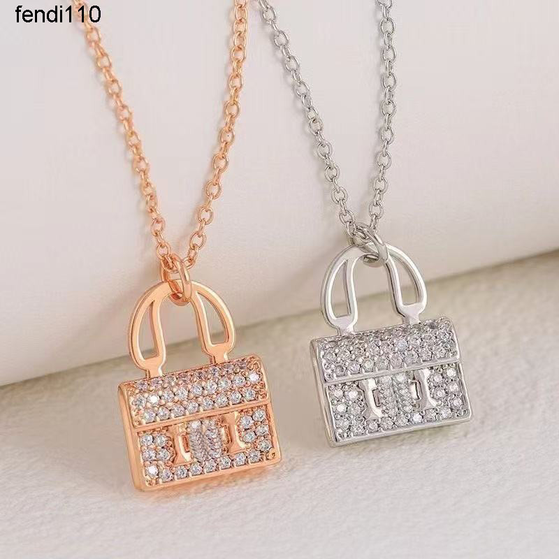 Pendant Necklaces S925 Bag Diamond Necklace Women designer necklace Luxury gift silver plated 18K letters H pendant necklaces jewelry for Lady
