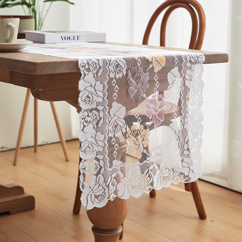 Retro American style tablecloth lace table runner decoration dustproof YBQC01
