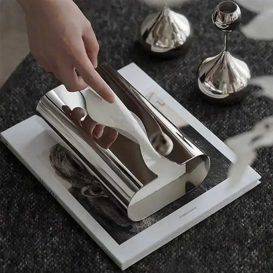 Nordic Stainless Tissue Case Mirror Napkin Holder Silvery Napkin Box Desktop Tissue Box Table Decoration Kitchen Accessories H251201