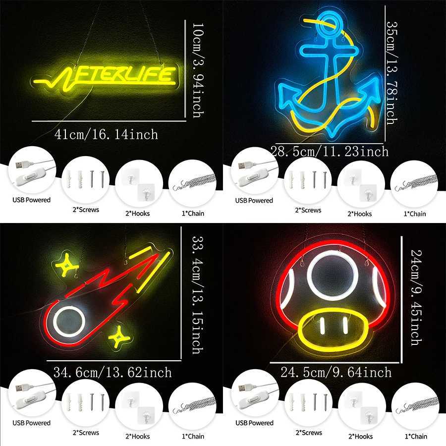 Game Led Neon Sign Mushroom Art Icon Game Player Wall Decor Room Club Bar Party Sign Wall Lamp The Best Gift For Friends H251201