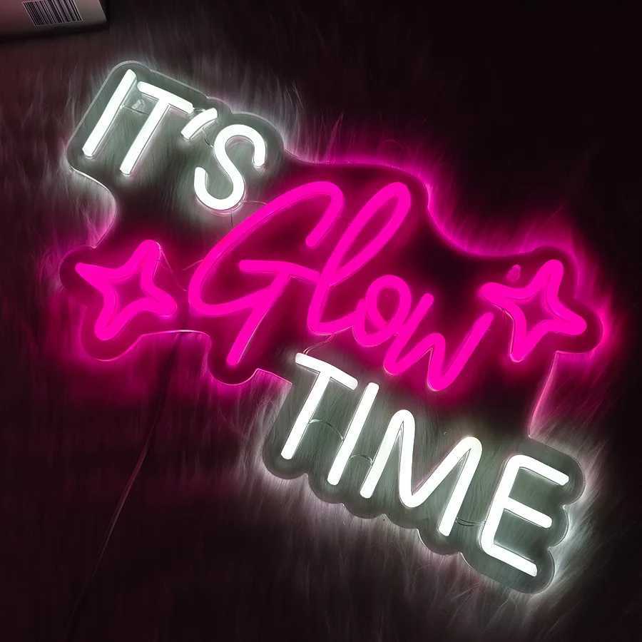 ItS Glow Time Neon Sign Pink Heart Icon Handmade Usb Powered Used For Bachelor Party Beauty Salons Nail Salons Art Decor H251201