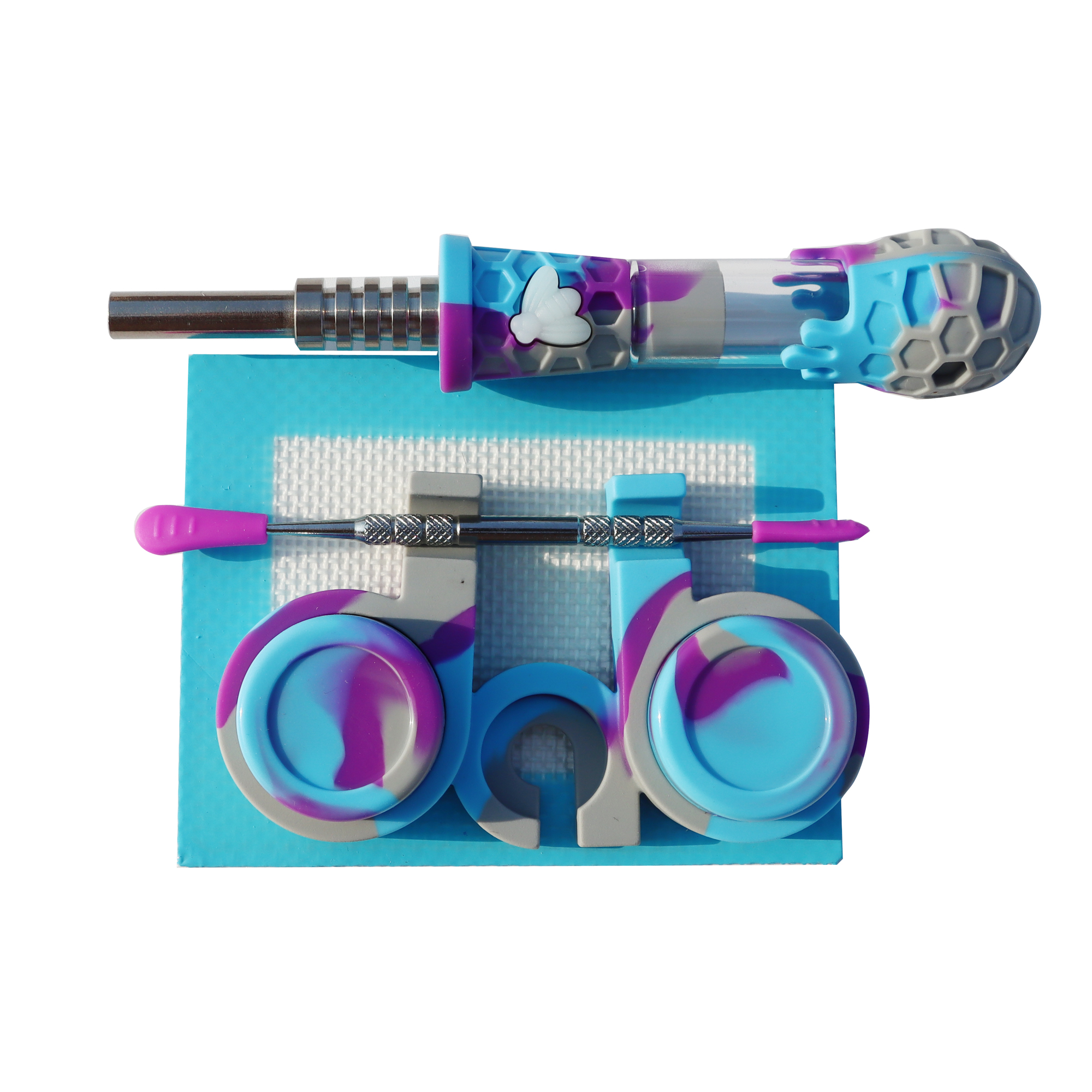 Smoking Pipes Kit Silicone Wax Container Smok Tools Silicone Pad Mat Kit For Tobacco Dry Herb Spoon For Smoking Hand Pipes With Tobacco Nectar Collect