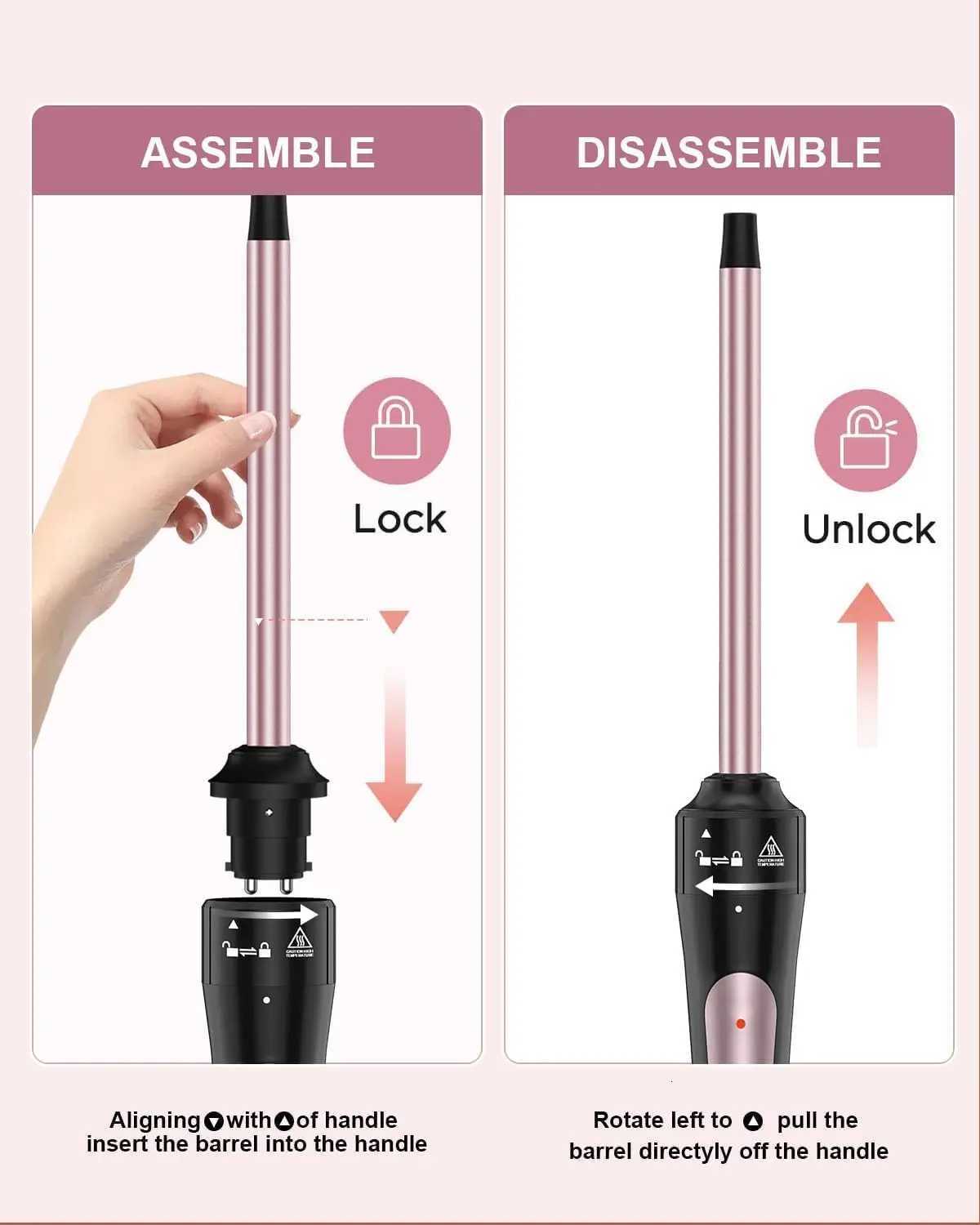 3/8 Inch Tourmaline Ceramic Curling Wand Small Curling Iron for Short Long Hair 30S Instant Heat Up 2 Temperature Settings C251202