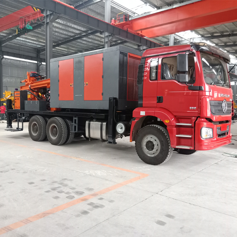 300m depth truck-mounted pneumatic water well drilling rig with air compressor for sale