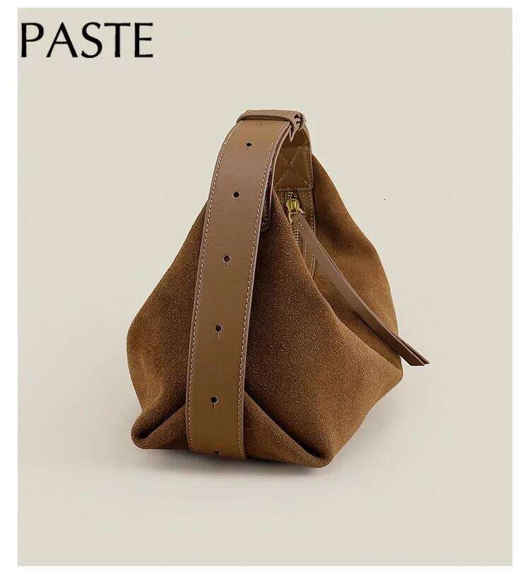 Luxury Bag Designer First Class Nubuck Dumpling Hobo Soft Touch Matte Suede Leather Women Shoulder Adjustable Handle Hand Bag For Lady
