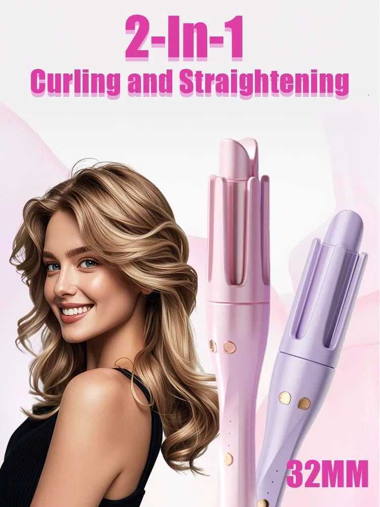 Autatic Hair 2 IN 1 Curlerstraightener Iron 32mm Curler Wand Professional Curly Tongs Ceramic Hair Roller Salon Styling Tool C251202